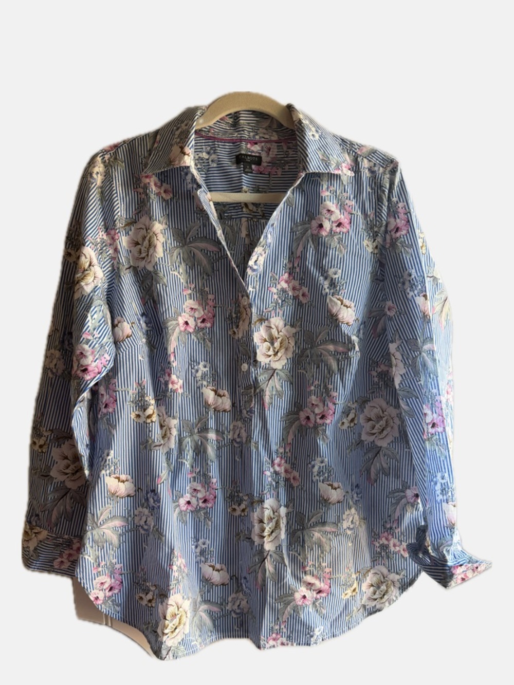Talbots Floral Stripe Button-Down Shirt - 1X